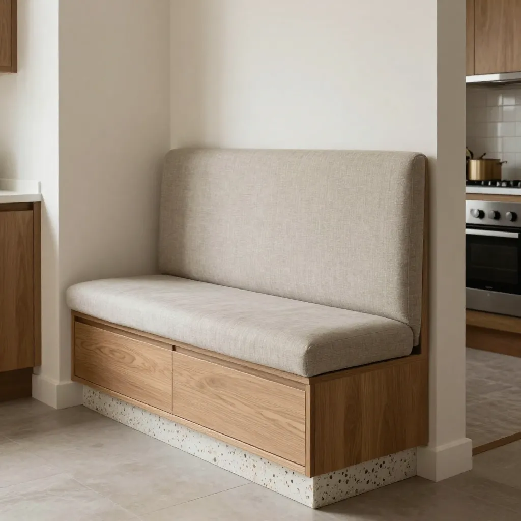 Custom furniture integrated with kitchen area