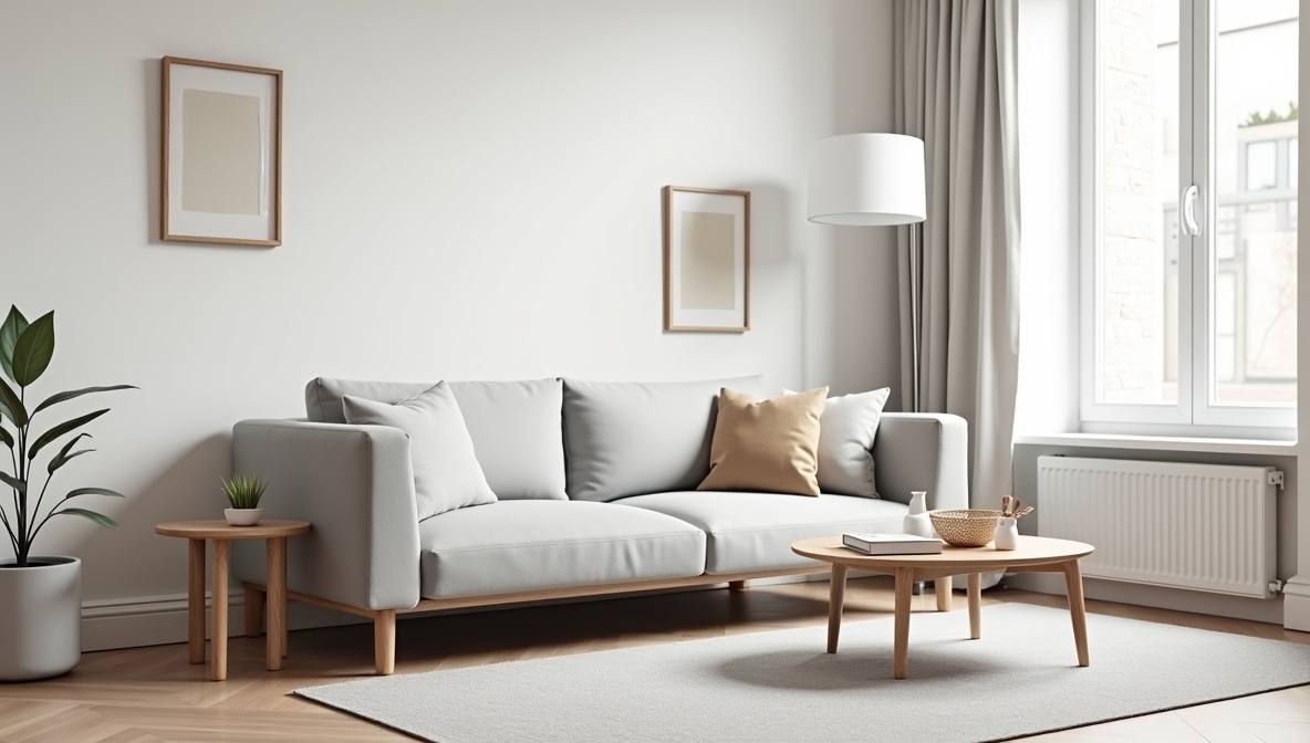 Modern minimalist furniture in small apartment setting